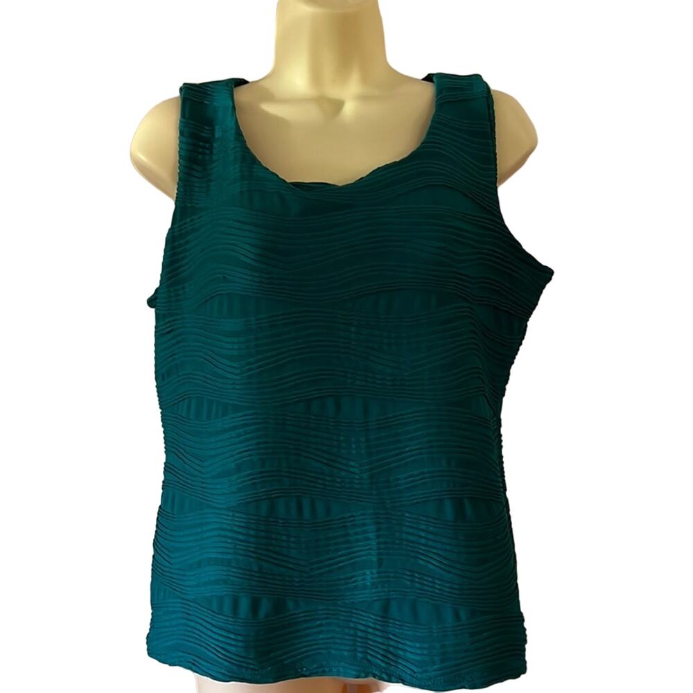 Cocomo Size L Teal Textured Knit Top Sleeveless